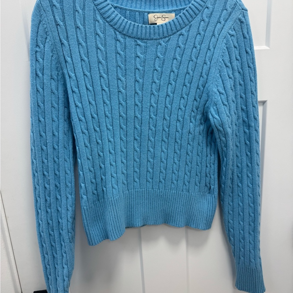 Jessica Simpson Sky Blue Cable Knit Sweater size L